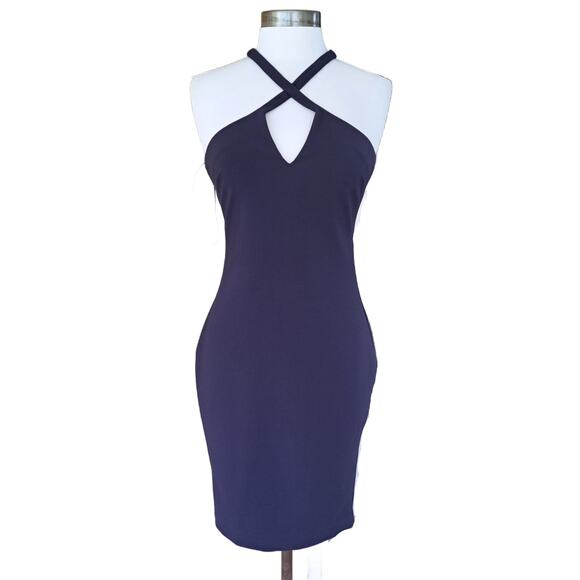 LIKELY Revolve Charles Halter Keyhole Sheath Dress Size 6 in Navy Blue - Picture 2 of 12